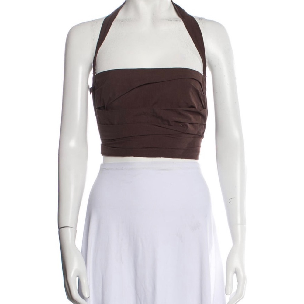 Jacquemus crop brown halter top